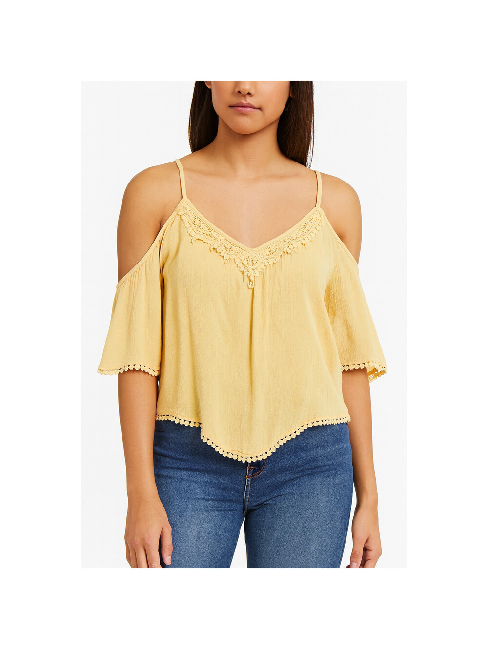 Vintage Y2K Charlotte Russe Boho Cold Shoulder Top Womens M Cottagecore Peasant
